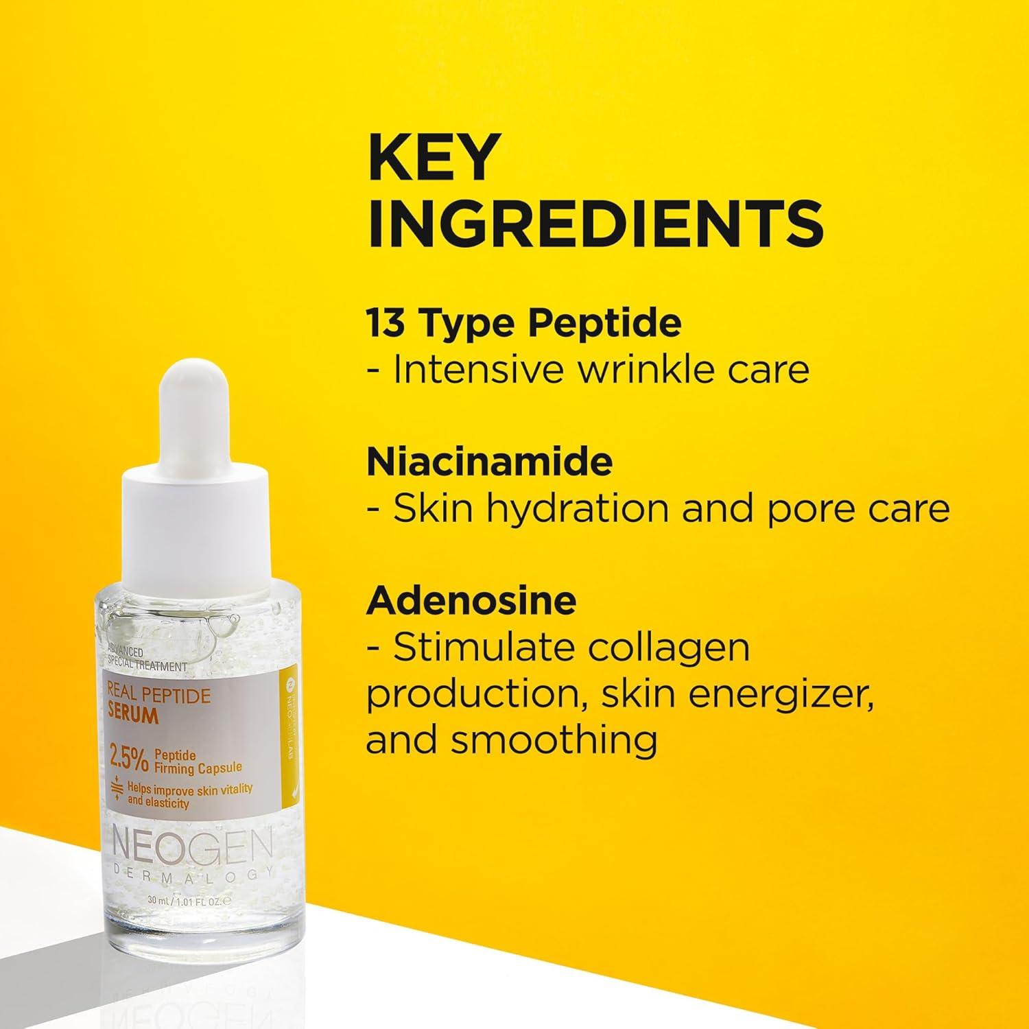 imageDERMALOGY by NEOGEN Real 25 Peptide Serum for Face with Firming Capsule for Skin Vitality Elasticity Moisturizing Lifting Wrinkle Care 30ml101 FLoz