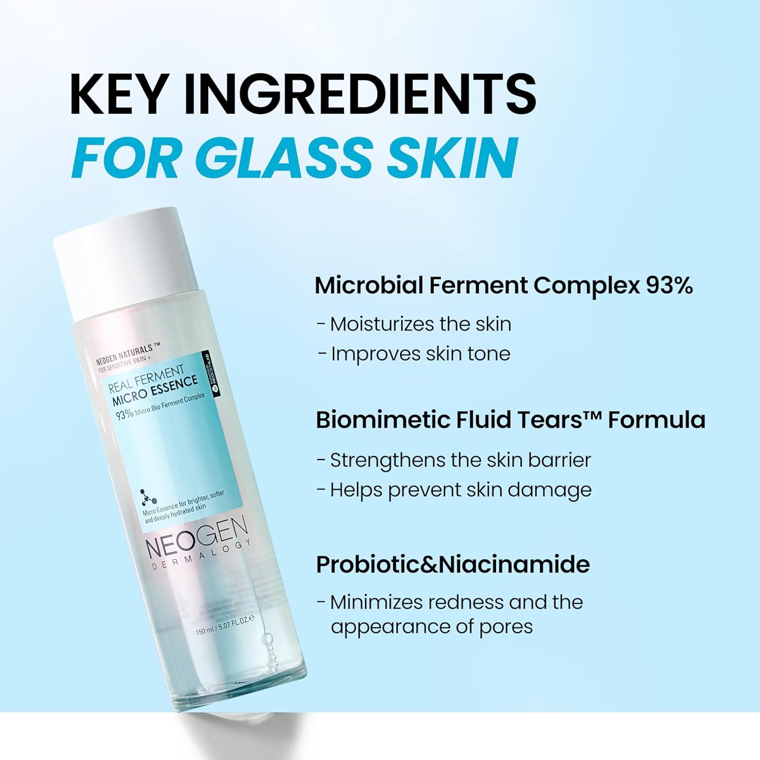 imageDERMALOGY by NEOGEN Real Ferment Micro Essence Korean Skincare Toner amp Essence with 93 Ferments for Instant Hydration and HealthyLooking Skin 507 fl oz 150 mlMicro Essence