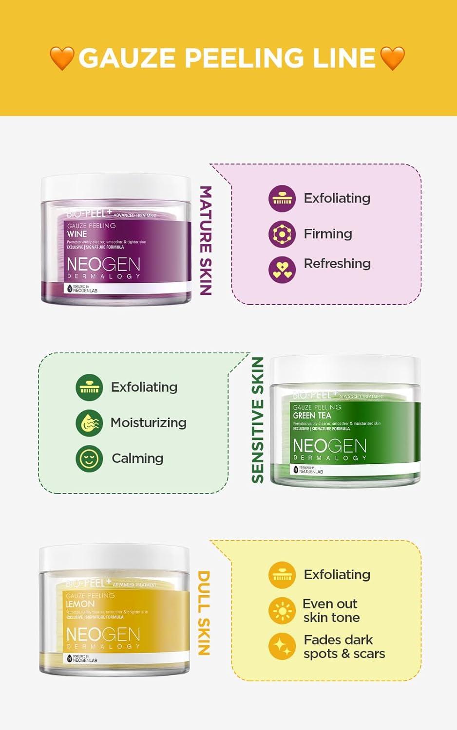 imageDERMALOGY by NEOGENLAB BioPeel Gauze Peeling Pads Wine 30 pads Exfoliating amp Firming Peeling Pad with PHA amp Red Wine amp Resveratrol amp Acid Hyaluronic Korean Skin Care06 8pads BioPeel Gauze Peeling Lemon
