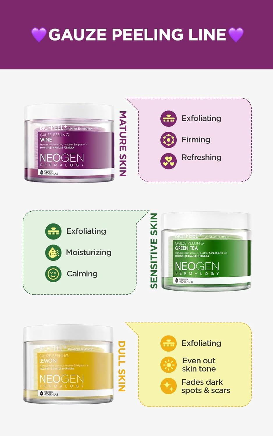 imageDERMALOGY by NEOGENLAB BioPeel Gauze Peeling Pads Wine 30 pads Exfoliating amp Firming Peeling Pad with PHA amp Red Wine amp Resveratrol amp Acid Hyaluronic Korean Skin Care07 8pads BioPeel Gauze Peeling Wine