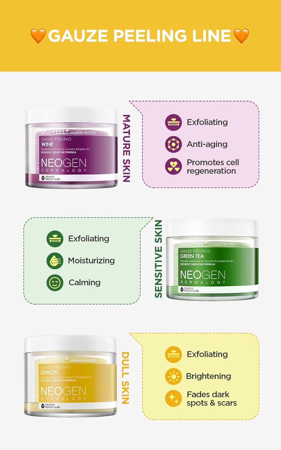 imageDERMALOGY by NEOGENLAB BioPeel Gauze Peeling Pads Wine 30 pads Exfoliating amp Firming Peeling Pad with PHA amp Red Wine amp Resveratrol amp Acid Hyaluronic Korean Skin Care02 30pads BioPeel Gauze Peeling Lemon