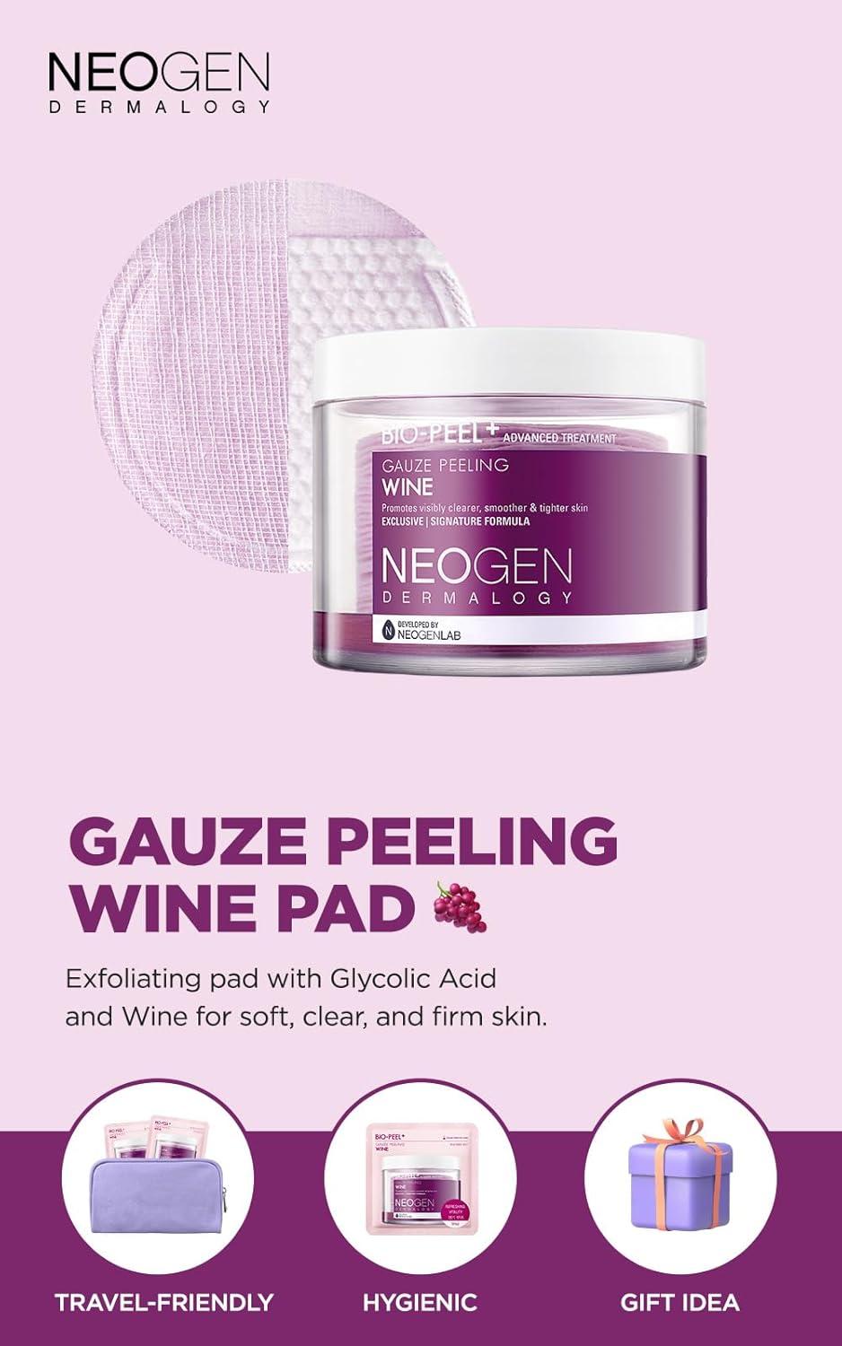 imageDERMALOGY by NEOGENLAB BioPeel Gauze Peeling Pads Wine 30 pads Exfoliating amp Firming Peeling Pad with PHA amp Red Wine amp Resveratrol amp Acid Hyaluronic Korean Skin Care07 8pads BioPeel Gauze Peeling Wine