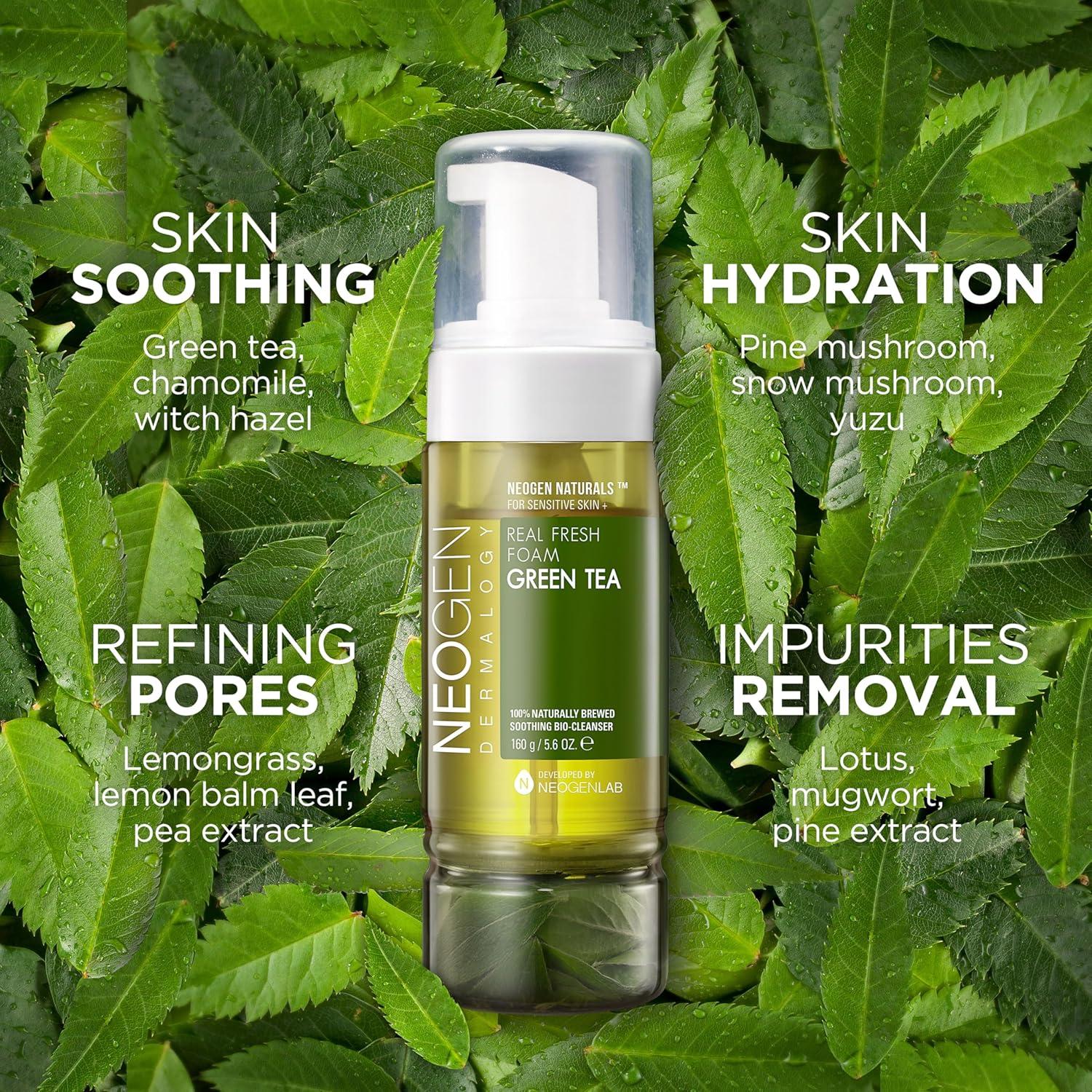 imageDERMALOGY by NEOGENLAB NEOGEN Real Fresh Foam Cleanser Green Tea 56 Fl Oz 160g Soothing amp Hydrating Gentle Cleansing Foam with Real Green Tea Extract Clean Beauty Korean Skin Care