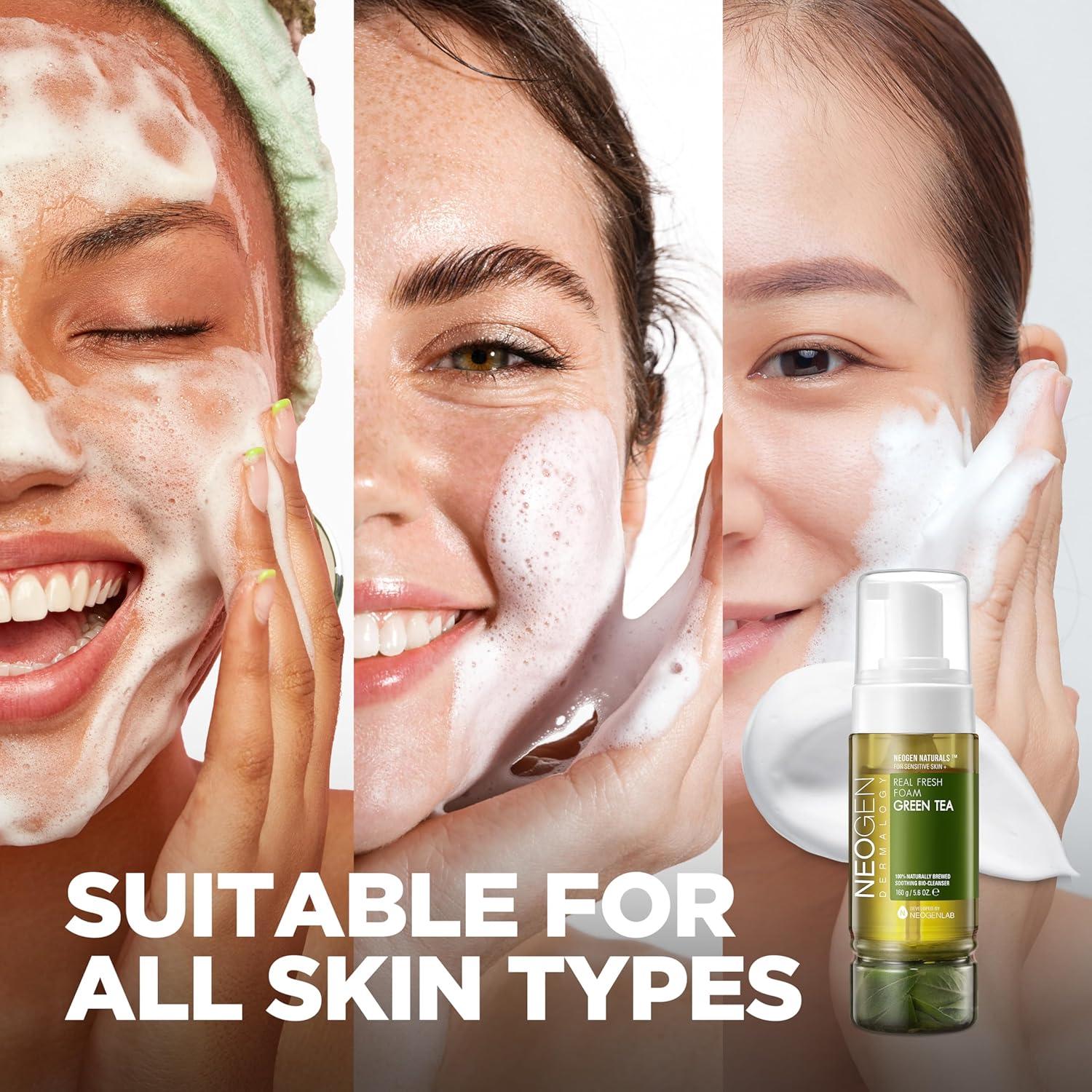 imageDERMALOGY by NEOGENLAB NEOGEN Real Fresh Foam Cleanser Green Tea 56 Fl Oz 160g Soothing amp Hydrating Gentle Cleansing Foam with Real Green Tea Extract Clean Beauty Korean Skin Care