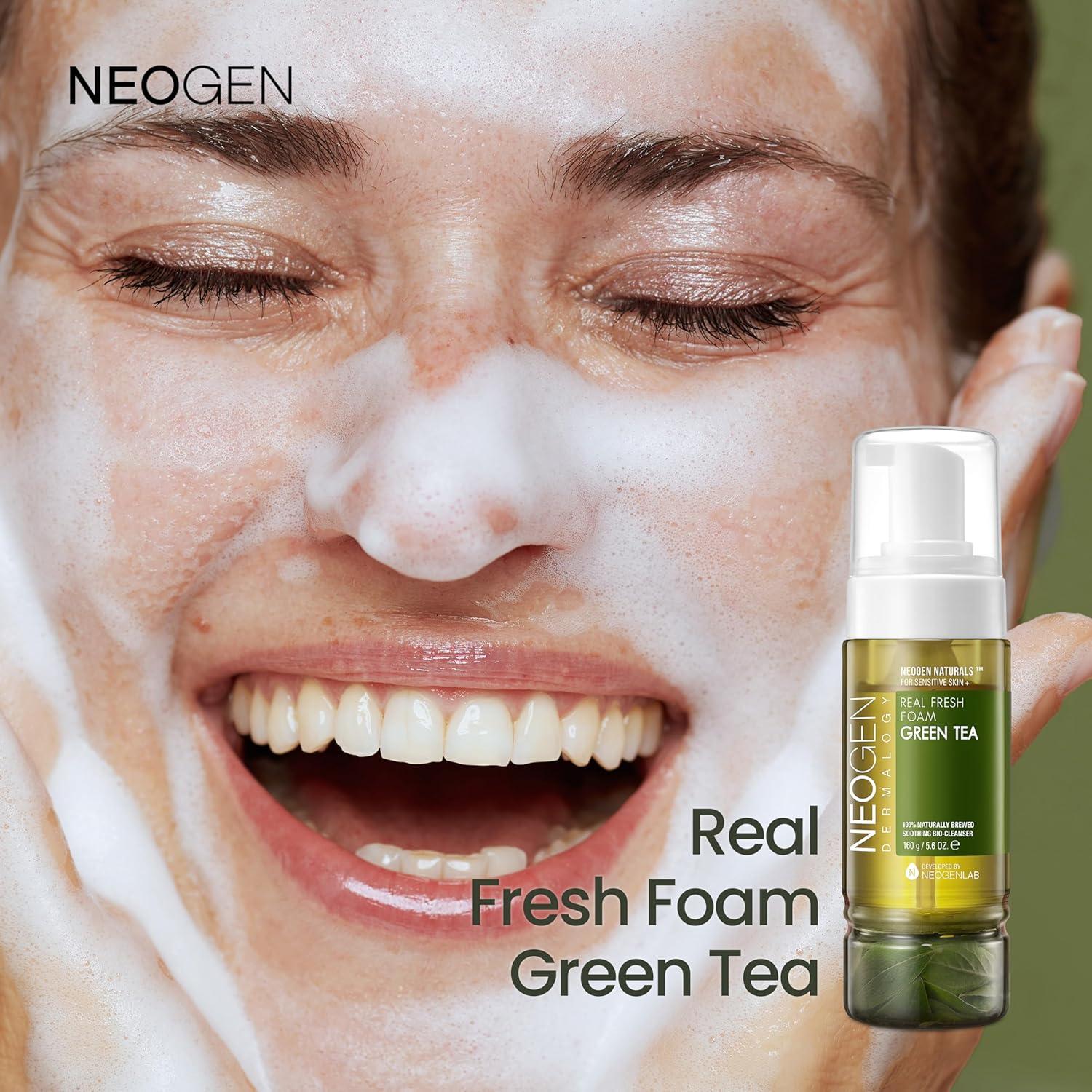 imageDERMALOGY by NEOGENLAB NEOGEN Real Fresh Foam Cleanser Green Tea 56 Fl Oz 160g Soothing amp Hydrating Gentle Cleansing Foam with Real Green Tea Extract Clean Beauty Korean Skin Care