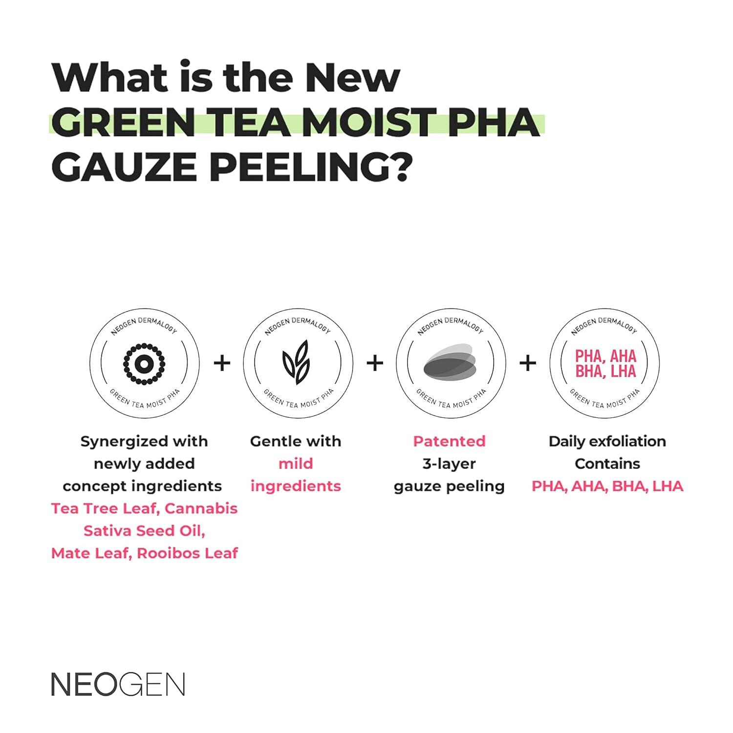 imageDERMALOGY by NEOGENLAB PHA Gauze Peeling Formulated with AHA BHA PHA Exfoliating amp Cleansing Pad 30 Green tea30pads PHA Gauze Peeling Green Tea