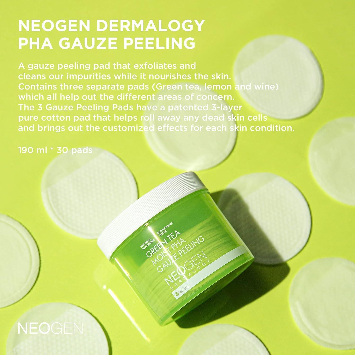 imageDERMALOGY by NEOGENLAB PHA Gauze Peeling Formulated with AHA BHA PHA Exfoliating amp Cleansing Pad 30 Green tea30pads PHA Gauze Peeling Green Tea
