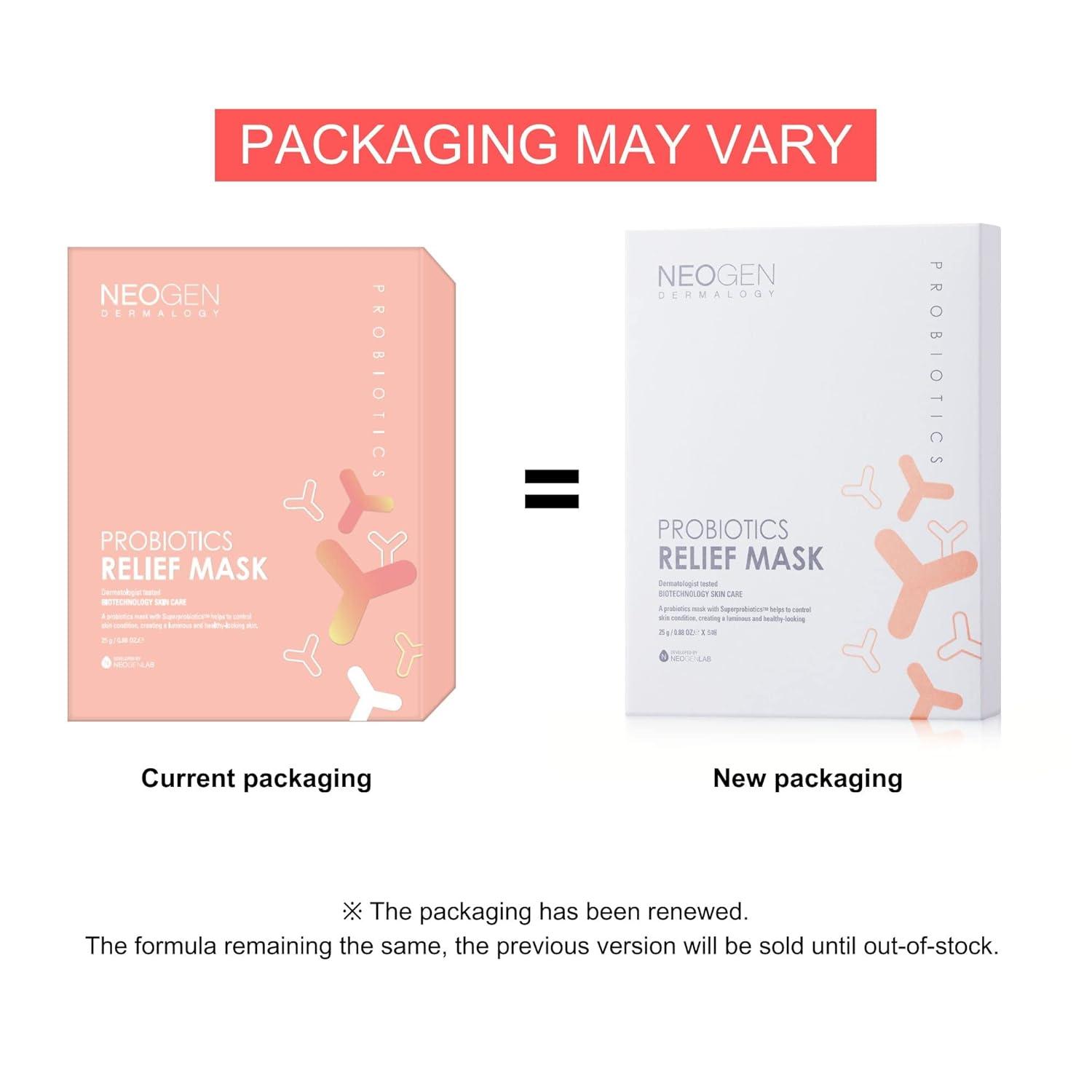 imageDERMALOGY by NEOGENLAB Probiotics Relief Mask Pack of 5 088 oz 25g Hydrating amp Firming Facial Sheet Mask with Probiotics Lactobacillus amp Bifida amp Collagen Korean Skin Care
