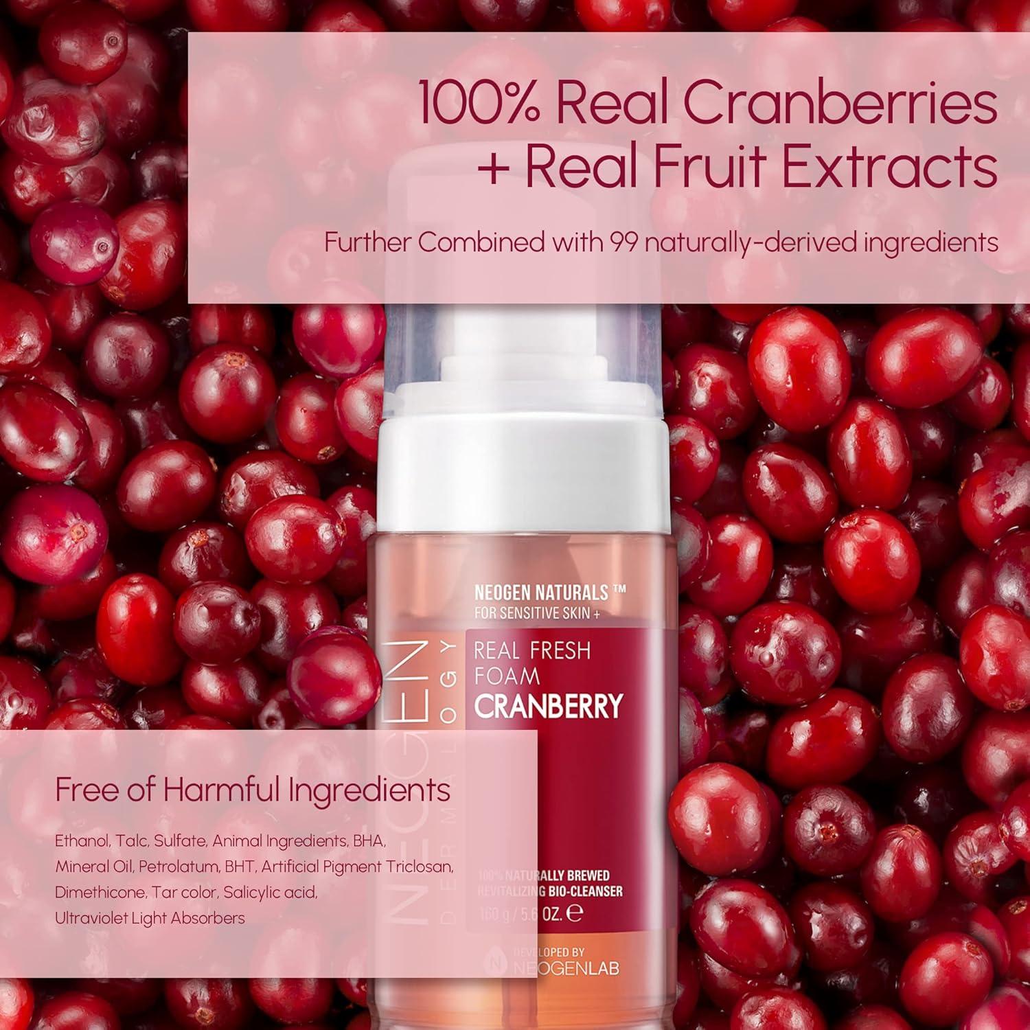 imageDERMALOGY by NEOGENLAB Real Fresh Foam Cleanser Cranberry 56 Fl Oz 160g Revitalizing amp Hydrating Gentle Cleansing Foam with Real Cranberries Clean Beauty Korean Skin Care