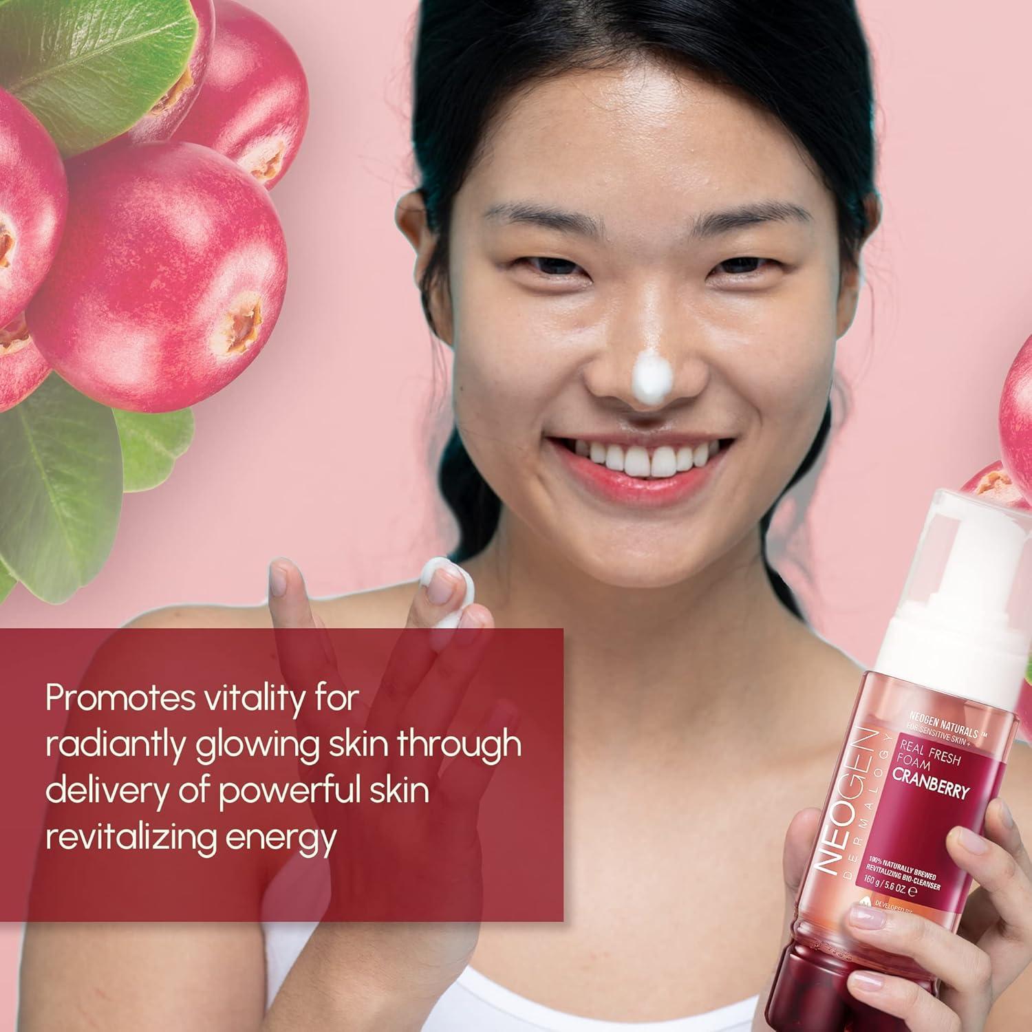 imageDERMALOGY by NEOGENLAB Real Fresh Foam Cleanser Cranberry 56 Fl Oz 160g Revitalizing amp Hydrating Gentle Cleansing Foam with Real Cranberries Clean Beauty Korean Skin Care