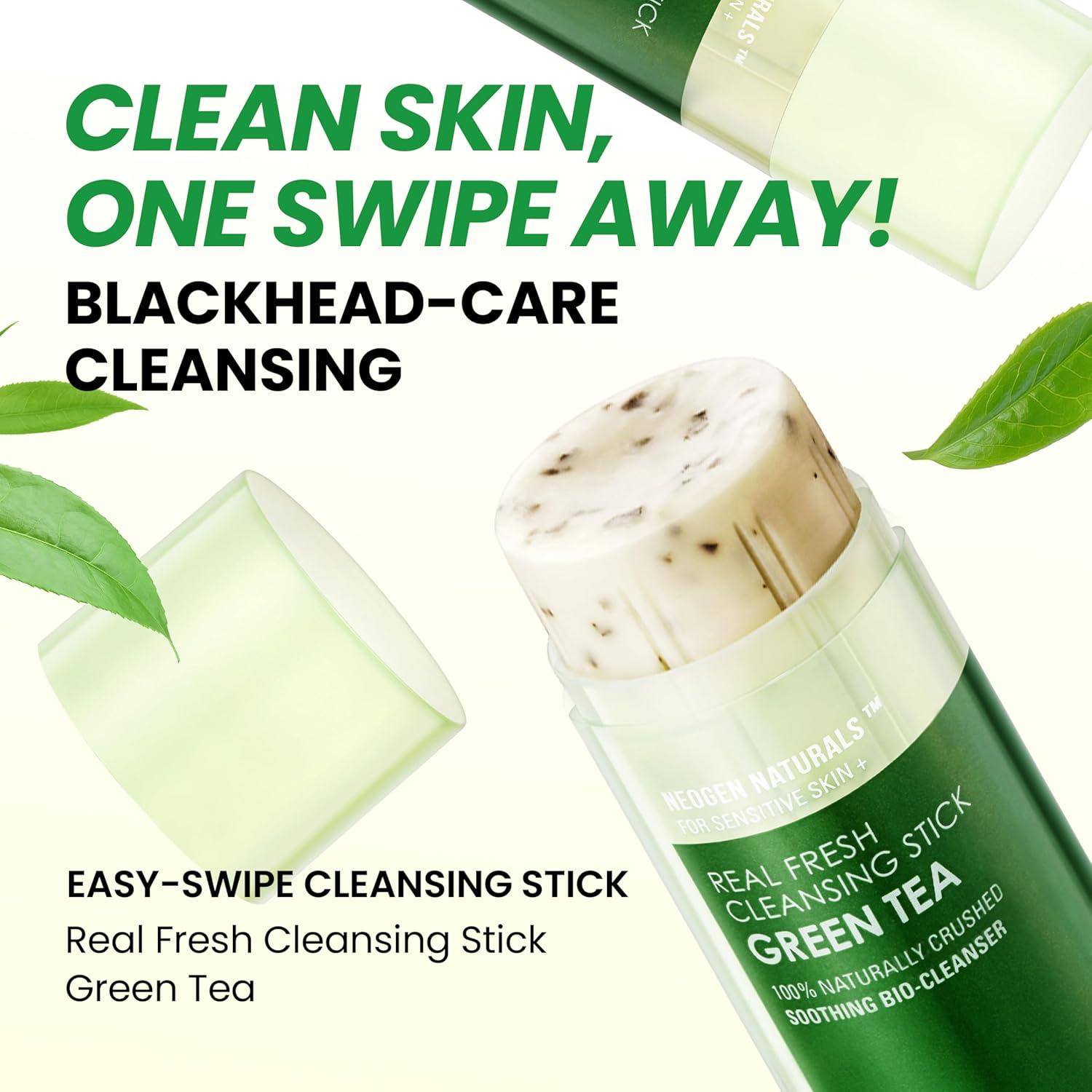 imageKBeauty NEOGEN DERMALOGY Makeup Remover Cleansing Stick with Green Tea Extract and Leaves Hydrating Travel Size Essential Real Fresh Cleansing Stick Green TeaBlackhead Remover