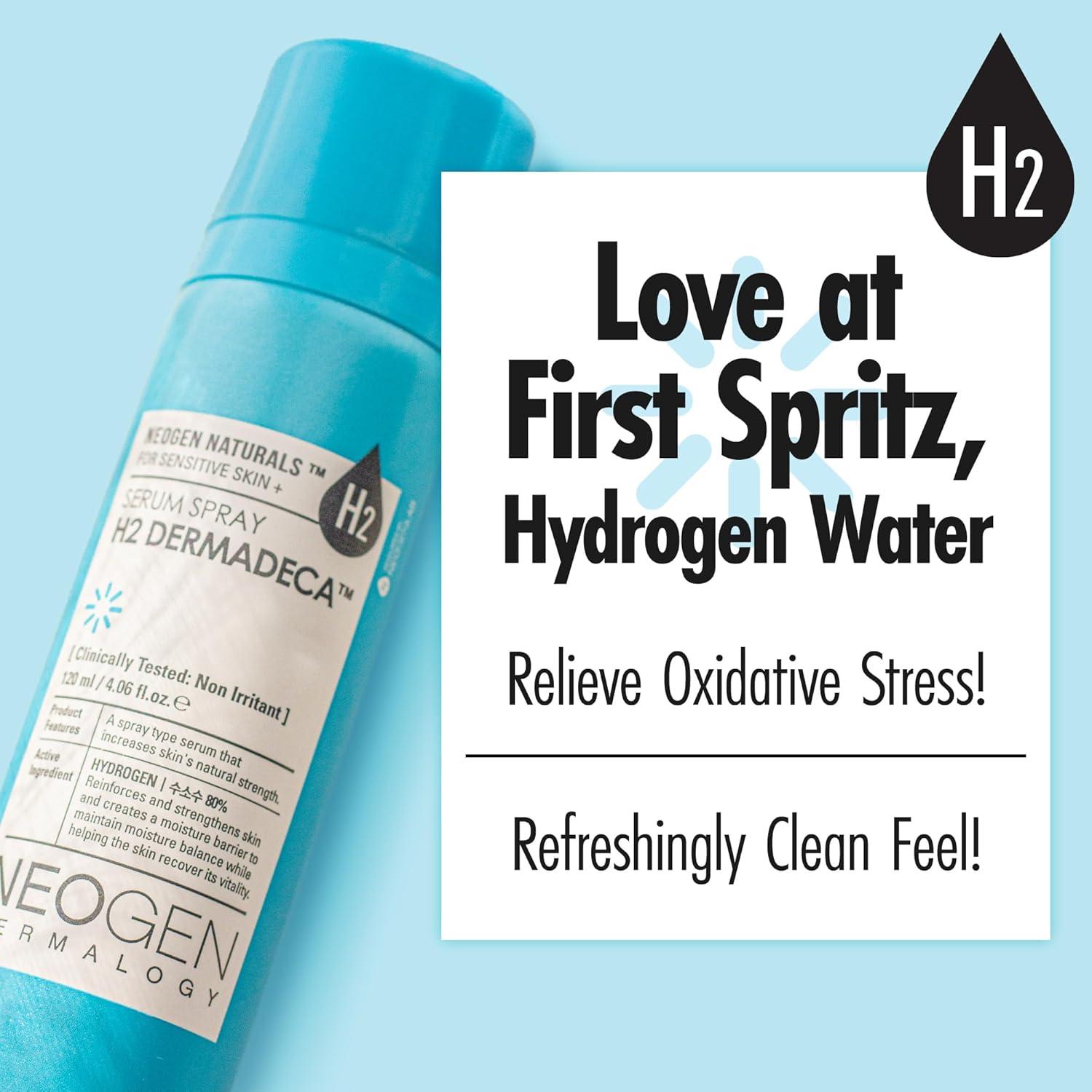 imageKBeauty Neogen H2 Dermadeca Serum Facial Spray 80 HydrogenWater Face Mist Hydrating Serum wNiacinamide Vitamin C amp Centella 406 fl oz