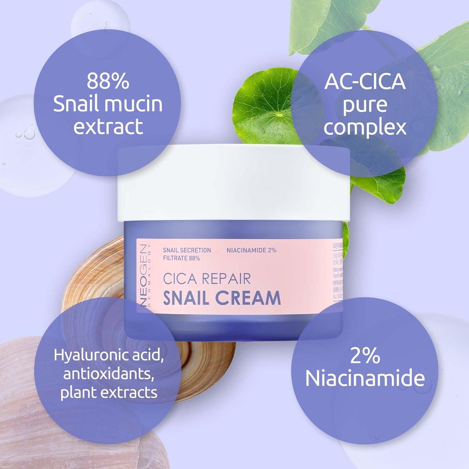 imageNEOGEN CICA REPAIR SNAIL Line Excellent recovery and soothing effects from CICA PURE COMPELX restores healthylooking firm skin Cream