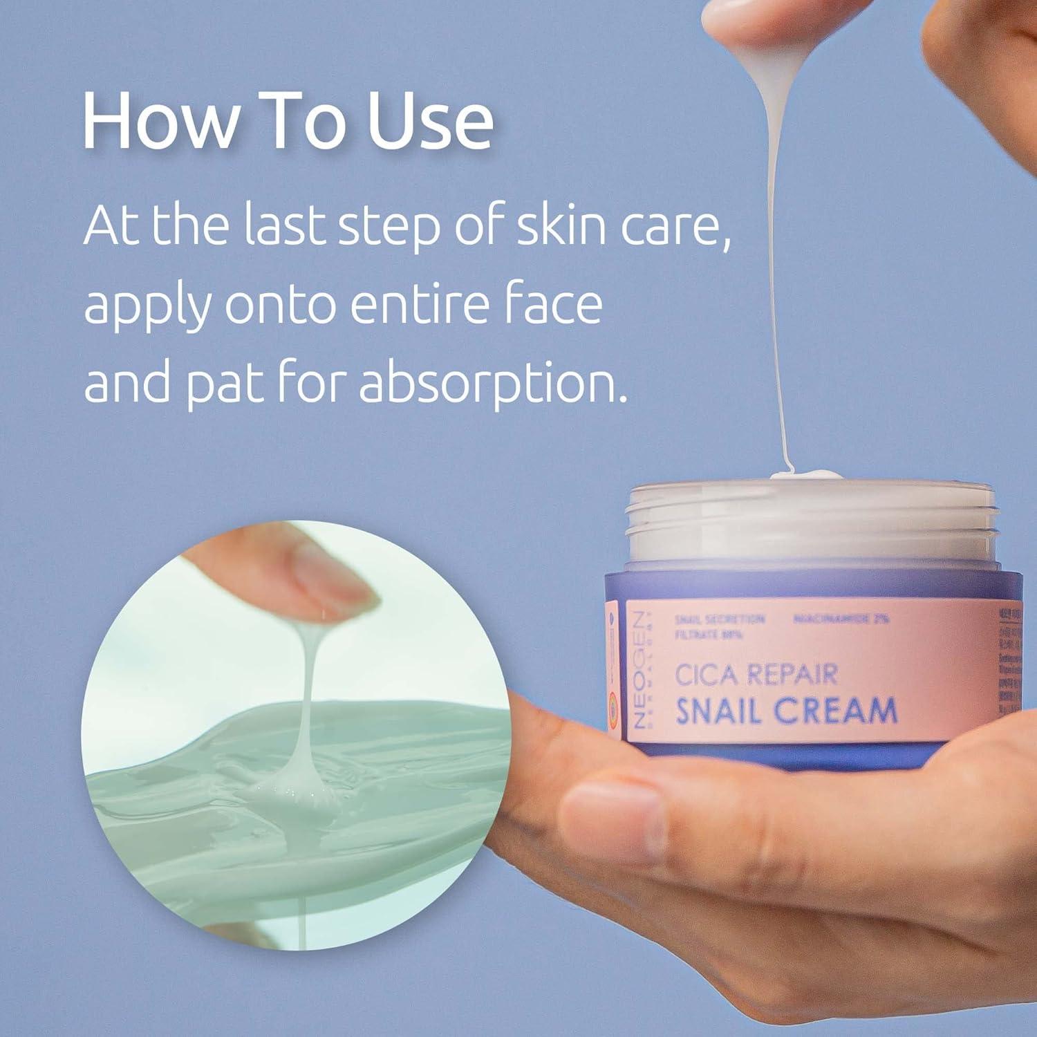 imageNEOGEN CICA REPAIR SNAIL Line Excellent recovery and soothing effects from CICA PURE COMPELX restores healthylooking firm skin Cream