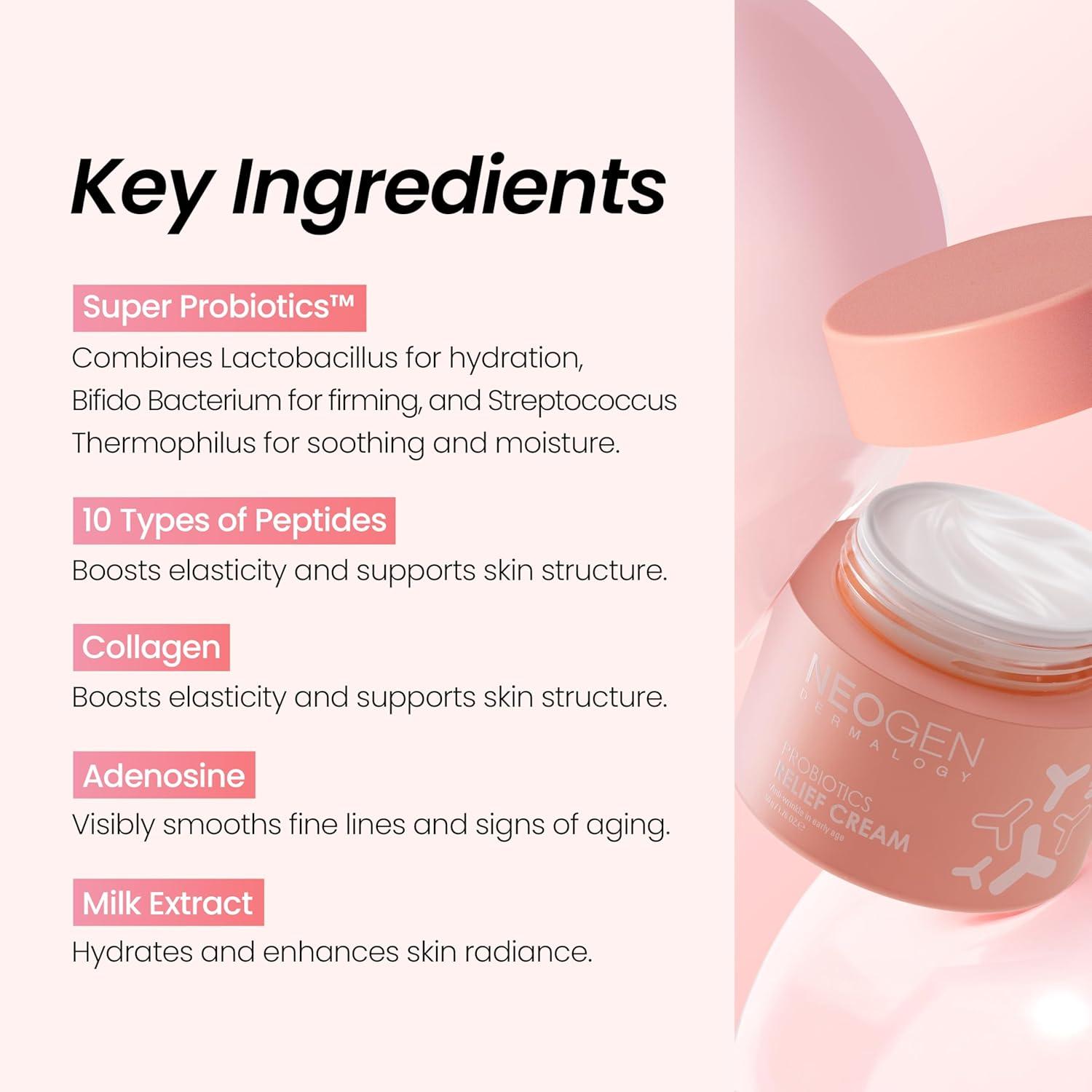 imageNEOGEN Probiotics Relief Cream 176 oz 50g Hydrating amp Firming Facial Moisturizer with Probiotics Lactobacillus amp Bifida amp Collagen Korean Skin CareRelief Cream