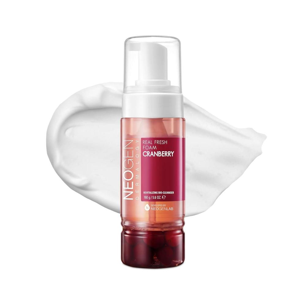 imageDERMALOGY by NEOGENLAB Real Fresh Foam Cleanser Cranberry 56 Fl Oz 160g Revitalizing amp Hydrating Gentle Cleansing Foam with Real Cranberries Clean Beauty Korean Skin Care