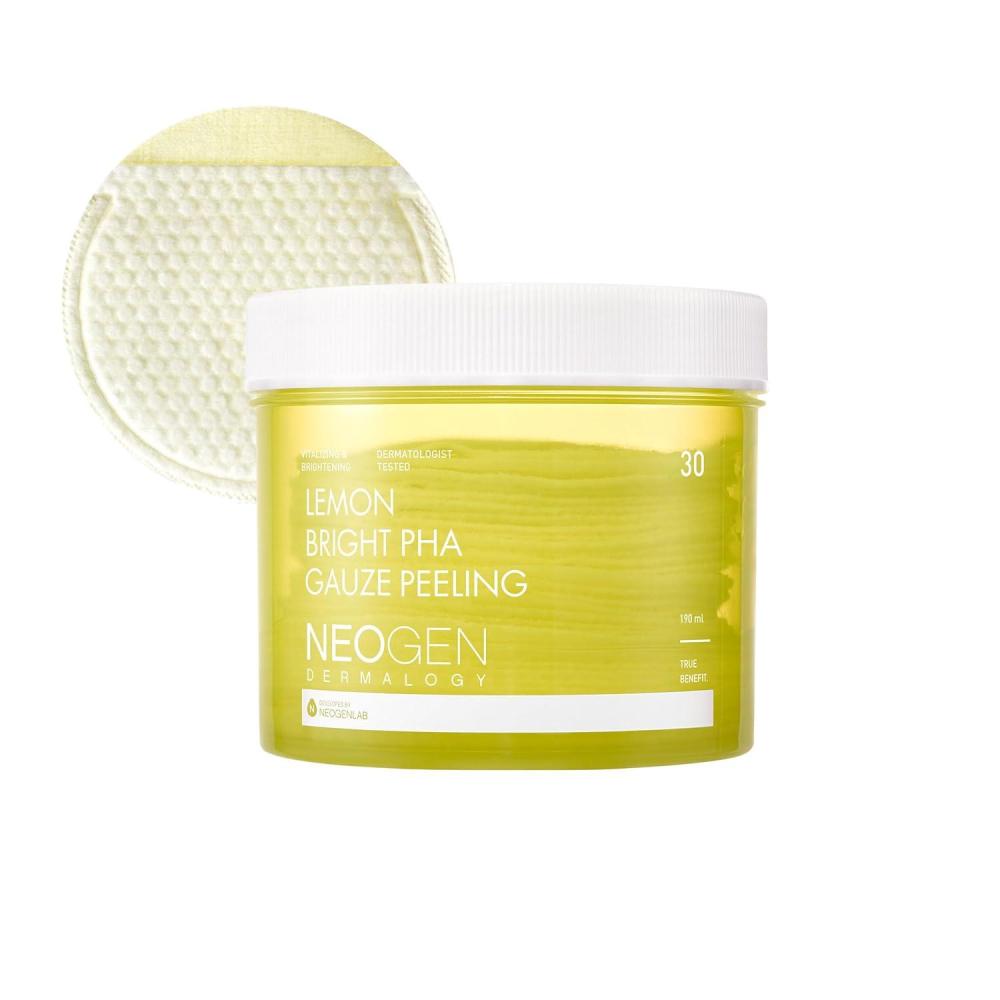 imageNEOGEN Lemon PHA Gauze Peeling Pads 30 pads Exfoliating Peeling Pad with AHA BHA PHA LHA amp Lemon amp Glutathione amp Niacinamide Korean Skin Care1 Count Pack of 30