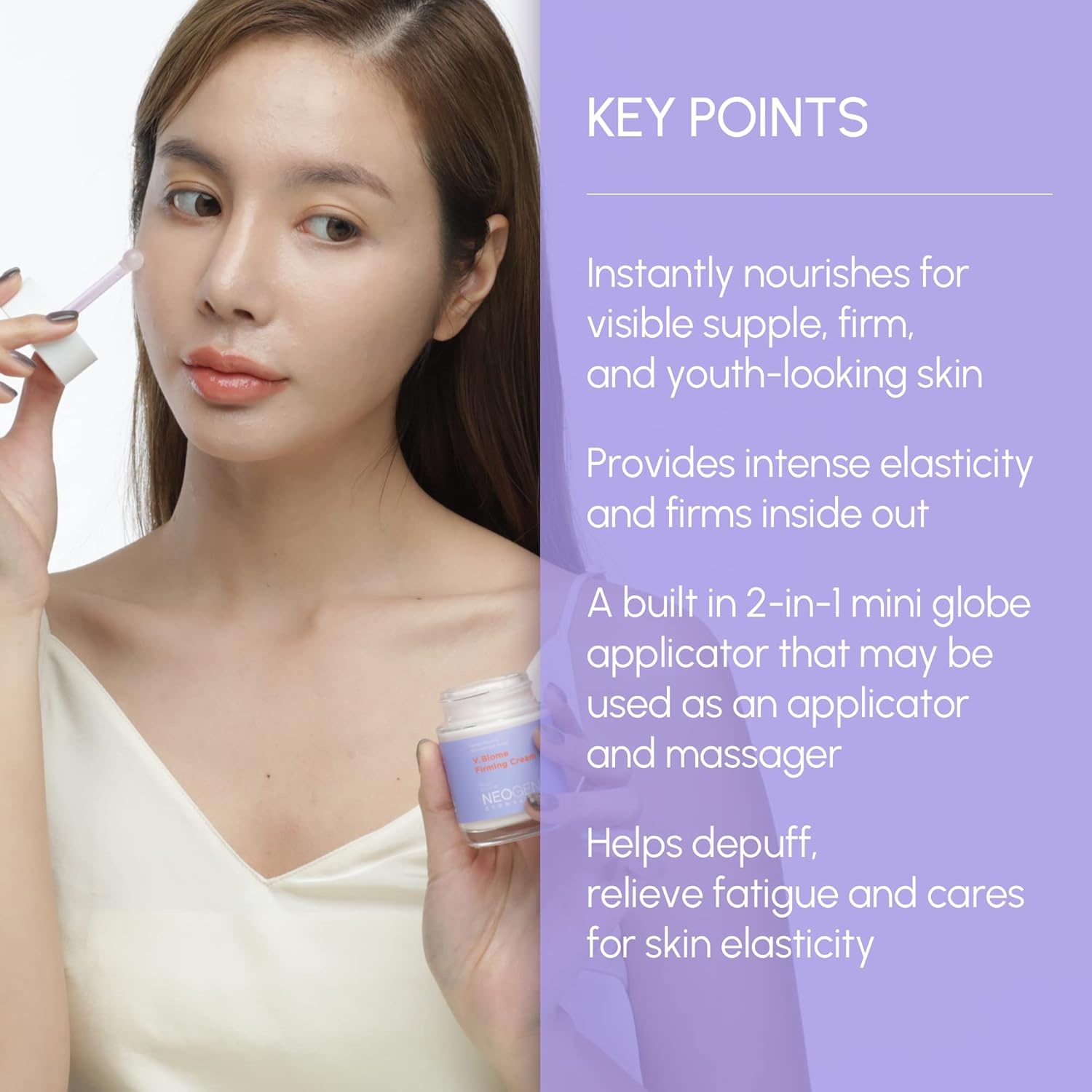 image:imageNEOGEN VBiome Firming Cream 211 oz 60 g Nourishing amp Firming Cream with Peptides amp Vitamins Massages skin with Globe Applicator Korean Skin CareFirming Cream
