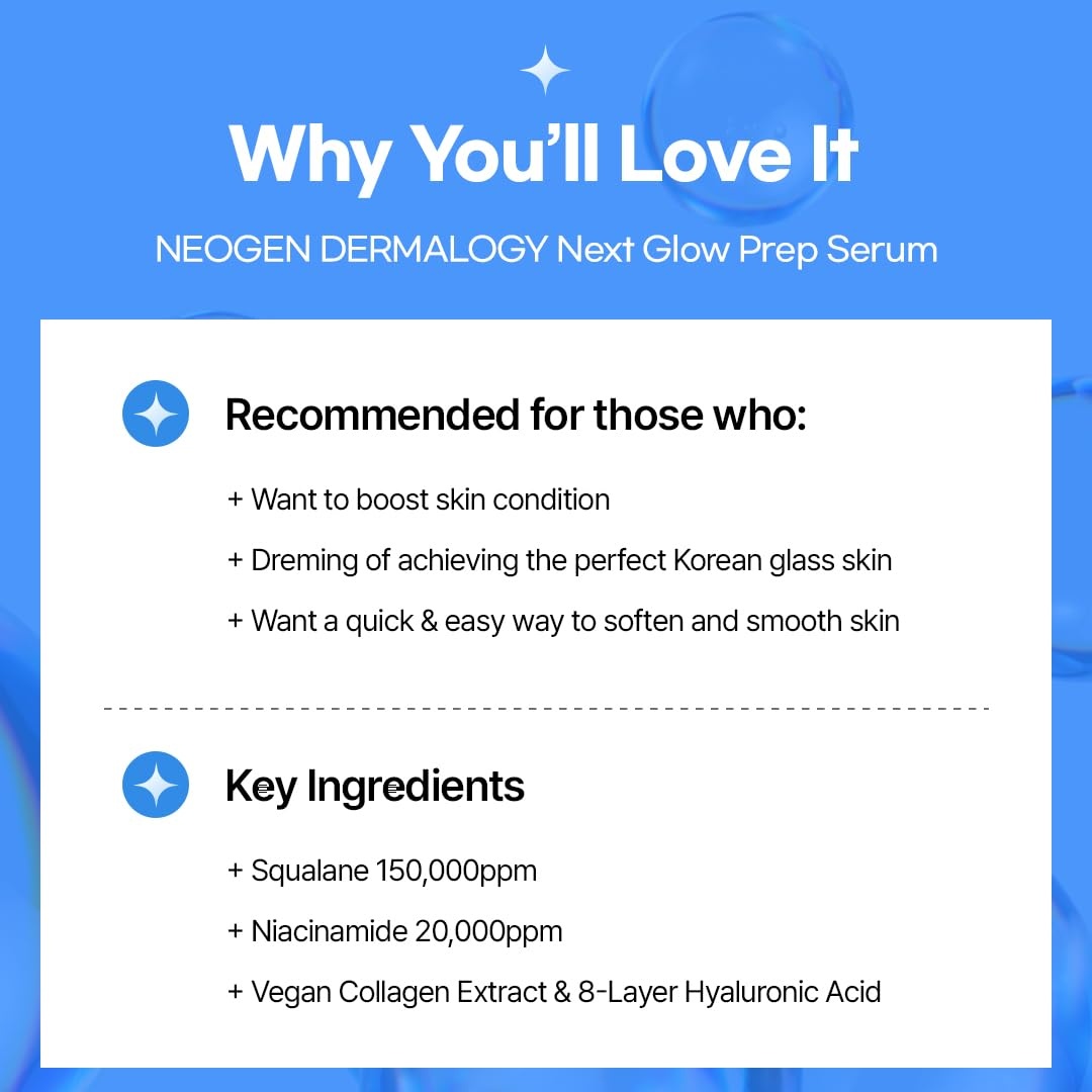 image:imageNEOGEN Dermalogy Next Glow Prep Serum 32ml 108 floz Pore Care amp Glass Skin Serum with Niacinamide 20000PPM PHA 10 AHA 3 amp 8x Hyaluronic Acid 302 Makeup Adhesion KBeauty